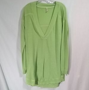 Intimataly Free People Lime Green V-neck Sweater Dress Size M